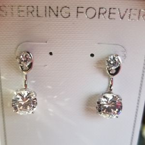 Sterling Forever Crystal Drop Earings